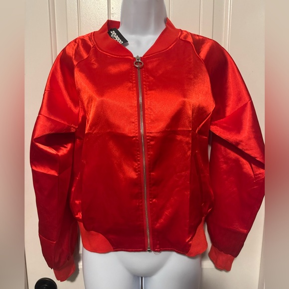 NWT Bomber Red Lightweight Zip Up Jacket Casual Striped Jacket, Size Smalll - Picture 4 of 10